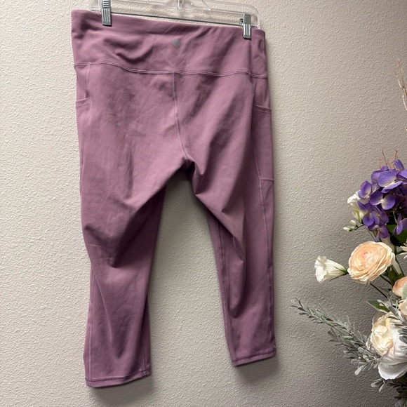 Espidoo High Waist Mauve Capri Leggings XL – Yoga, Gym, Athleisure with Side Poc - Picture 3 of 5